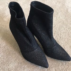 Black sparkly heeled ankle booties